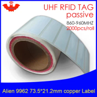 RFID tag UHF sticker Alien 9962 EPCprintable copper label 868m 2000pcs free shipping adhensive long distance passive RFID label