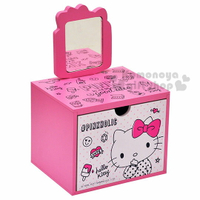小禮堂 Hello Kitty 單抽手拿鏡收納盒《粉白.冰淇淋.鏡子.點點長袖》
