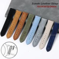 Vintage Suede Leather Watch Band 18mm 19mm 20mm 22mm 24mm for Omega for Seiko Bracelet Cowhide Watch Strap Quick Release Belt