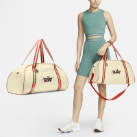 【NIKE 耐吉】旅行袋 Gym Club 米白 紅 大空間 可調背帶 刺繡 健身包 訓練包(DH6863-113)