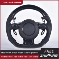 For Audi A4 B9 RS6 RS7 S4 A3 8P S5 RS5 A5 S3 LED Carbon Fiber Steering Wheel