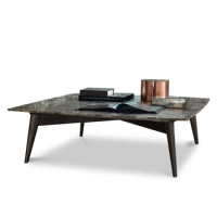 Modern marble table top with solid wood coffee table for living room furniture