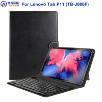 Universal Case for Lenovo Tab P11 with Keyboard Tablet Funda for TB-J606F Lenovo Tab P11 Cover Magneitc Leather Folio +Keyboardo