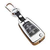 Alloy Leather Car Key Case For Great Wall Haval Hover H1 H3 H6 H2 H5 C50 C30 3 Buttons Folding Keychain Remote Control Cover