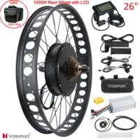 Voilamart 26"Electric Bicycle Motor Conversion Kit Rear Fat Tire EBIKE 1500W LCD