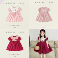 [COD] Little Piglet  พร้อมส่ง ชุดเดรส ชุดกระโปรง Dress สีแดง สีดำ แขนสั้น เด็กผู้หญิง น่ารัก ปักลาย 