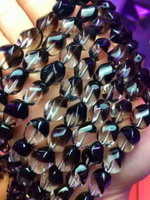 純天然黑白麻花水晶半成品 DIY手工飾品配件手鏈項鏈串珠材料散珠