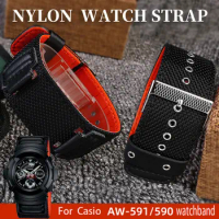 Sports nylon canvas watch strap for CASIO G-Shock aw-591ms aw-590 awg-m100 canvas watchband for men 16mm Bracelet wristband
