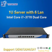 Yanling 19 Inch Rack Server 1U Intel Core i7 3770 6 Ethernet Lan Network Mini PC Pfsense soft router for Mikrotik Routeros
