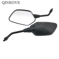 10mm Motorcycle Rearview Mirror ABS White Glass Black Side Mirror Universal For Yamaha XMAX 300 250 Nmax 155 Kawasaki VALCAN S
