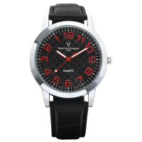 Valentino Coupeau 范倫鐵諾 古柏 時光倒流系列腕錶(黑面/紅字/皮帶)