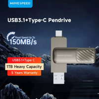 MOVESPEED 150เมกะไบต์วินาที1TB Pendrive USB 3.1 OTG Type C USB Flash Drive 128GB 256GB 512GB 64GB ไดรฟ์ปากกาโลหะสำหรับ  สมาร์ททีวี