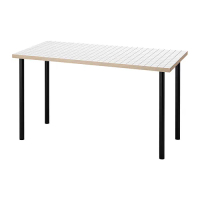 LAGKAPTEN/ADILS 書桌/工作桌, 白色 碳黑色/黑色, 140 x 60 公分