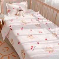 3Pcs Set Newborn Infant Baby Cot Beddings Duvet Cover Case Flat Sheet Pillowcase Infant Toddlers Crib Bed Linens Cotton Cartoon