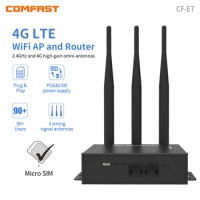 Outdoor 4G SIM Card Wifi Router 3G LTE CPE 300Mbps CAT4 90 Wifi Users 3Antenna RJ45 Wireless Modem Hotspot Poe/Usb Power Supply