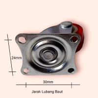 Tambahan Roda 4 Biji - Ukuran 24mm x 30mm - Jarak Lubang Baut - Aksesori