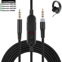 Replacement Nylon Braided Aux Cable Extension Cord For Dell Alienware AW310H AW510H AW720H AW988 Gaming Headsets Game Headphones