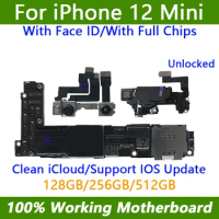 Fully Tested Authentic for iPhone 12 Mini Motherboard unlocked With Face ID Working 64gb 128gb 256gb Clean iCloud Logic Board
