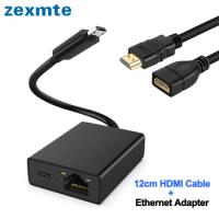 Zexmte Micro to 100Mbps Network Card Ethernet Adapter with HDMI Cable For Fire TV Stick for Chromecast Ultra/ 2/1 Ethernet Cable