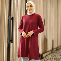 Geulis.id BASIC TUNIC BASIC COLOR / TUNIK KAOS / TUNIK POLOS / KEMEJA MERAH S MAROON