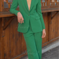 Tesco 2 Women Suit Set 2 Pieces Jacket+Pants Suit For Women Loose Length Pants Elegent Formal Party Suit