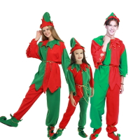免運 聖誕節服飾 親子家庭圣誕精靈豪華7件套裝聚會派對活動演出服 聖誕節套裝