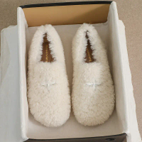 Weiwei Lady 398-68 Fluffy Shoes for Women, Outerwear, Round Toe Winter New 2023, Fur Striped, Soft S