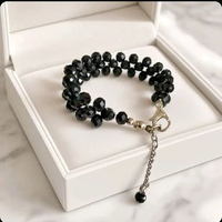 Gelang Bracelet Manik Wanita Kristal Kepang hitam