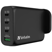 Verbatim 威寶 VERBATIM 4 Port 130W PD 3.0 &amp; QC 3.0 GaN USB 充電器 黑色 66634 (香港行貨)