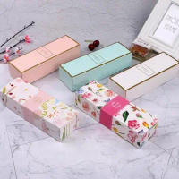 Floral Printed Long Macaron Gift Box Moon Cake Box Carton Present Packaging for Cookie Wedding Favors Candy Box SN2206