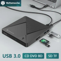 Yottamaster USB 3.0 Portable 5" CD R/RW DVD ROM RAM DL Disk Reader Burner Player Recorder External Optical Drive Case Disco Box