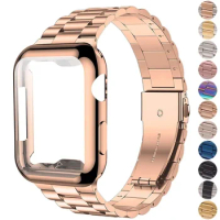 Case+Strap iWatch Band Ultra 2 49mm Stainless Steel Metal Strap For Apple Watch 9 41MM 45MM 44mm 40mm SE Series 8 7 6 5 4 Cover