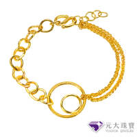 【元大珠寶】黃金手鍊鑽砂圓圈造型雙鍊手鍊(2.98錢正負5厘)