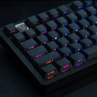 130 Key Black PBT Keycap Backlit RGB Cherry Profile Side Print Shine Through Keycaps for Cherry MX Mechanical Gaming Keyboard