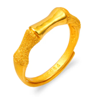 【GJS 金敬順】買一送金珠黃金戒指鑽砂竹節(金重:1.26錢/+-0.03錢)