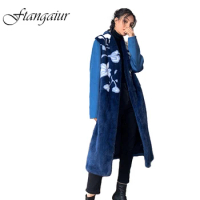 Ftangaiur Winter Import Velvet Mink Fur Coat For Femal Print Wool double-sided Natural Fur Coat Women Real Mink Fur Coats