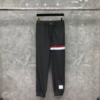 2022 Fashion TB THOM Brand Pants Men Casual Patchwork Hollow Striped Slim Pants Autumn Winter Wool Straight Trousers