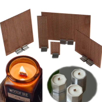 Large Flame Wooden Candle Wicks With Metal Bases Candle Cores Making Supplies Natural Rectangle Wood For DIY Soy Wax Candles