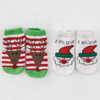 日安朵朵 聖誕寶寶襪2雙組 麋鹿+聖誕老人(寶寶襪兒童襪嬰兒襪聖誕禮)