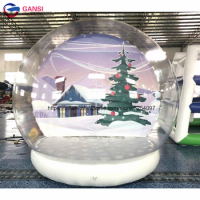 White Color Inflatable Snow Globe Tent,3M Inflatable Snow Globe Photo Booth For Christmas Decoration
