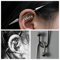 Titanium Steel Long U Shape Punk Ear Cuff DIY Cartilage Piercing Jewelry for Women Men Trendy Gothic