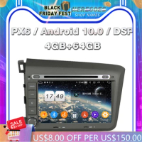 1280*720 PX6 DSP Android 10.0 4GB + 64GB IPS TDA7851 Car DVD Player GPS RDS Radio wifi Bluetooth 5.0 For Honda Civic 2012 2013