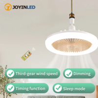 1pcs E27 LED Ceiling Fan with Light Remote Control Ceiling Bulb with Cooling Fan 3 Modes Indoor Bedroom Chandelier