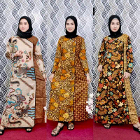 GAMIS BATIK DEWASA ( MODEL D ) - GAMIS BATIK KEKINIAN CANTIK MURAH KAIN KATUN MOTIF MUSLIM NYAMAN P