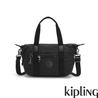 Kipling 經典黑菱格紋印花手提側背包-ART MINI