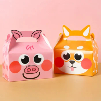 Farmland Carton Animal Gift Bags Paper Candy Biscuit Bag Jungle Safari Birthday Party Decor Farm Themed Animal Packaging Box