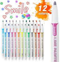 12pcs Color Double Line Contour Pens, Contour Metal Marker Double Line pens, Magic Contour Marker Pens for art, painting, writin