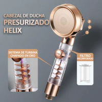 New 3 Modes High Pressure Shower Head Gold Water Saving Showerhead with Stop Button Eco Filter Shower Head Bathroom Accessories