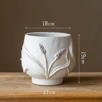 薰衣草浮雕花盆現代簡約客廳綠植龜背竹盆栽家用大號落地盆景擺件