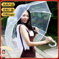 QIUTONG歐美系小清新透明雨傘 長柄傘 泡泡形狀拱形透明傘蘑菇傘